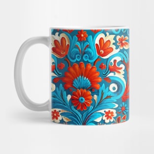 Folklore motif red and blue Mug